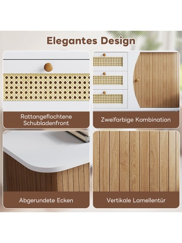 ABRIHOME Sideboard mit Schiebetüren, verstellbaren Böden & gewölbter Platte