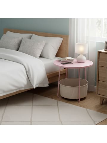 relaxdays Beistelltisch in Altrosa/ Cremeweiß - (H)50 x Ø5 cm
