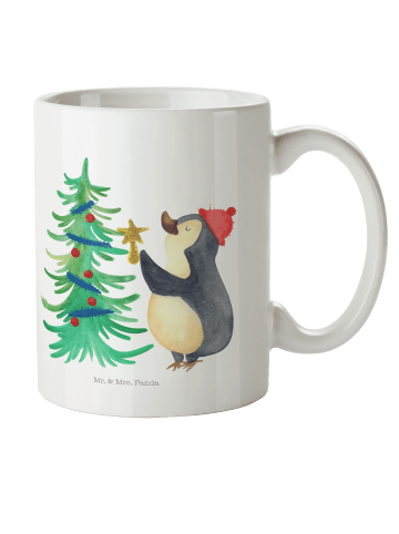 Mr. & Mrs. Panda Kindertasse Pinguin Weihnachtsbaum ohne Spruch in Weiß