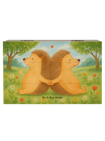 Mr. & Mrs. Panda truhe holz Igel händchenhaltend Design ohne Spruch in Weiß