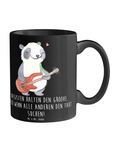 Mr. & Mrs. Panda Kaffeebecher Bassgitarre Groove mit Spruch in Schwarz