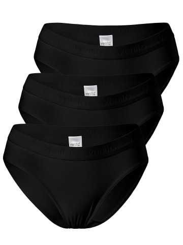 Yenita® Bikinislip 3er Set Sports-Collection mit elastischem Logobund in schwarz