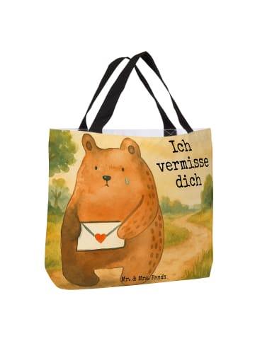 Mr. & Mrs. Panda Strandtasche Bär Vermissen Design mit Spruch in Weiß