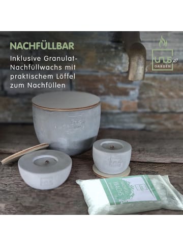 UNUS Outdoorkerze Kerzen quaderförmig 2er Set handgemacht in Grau