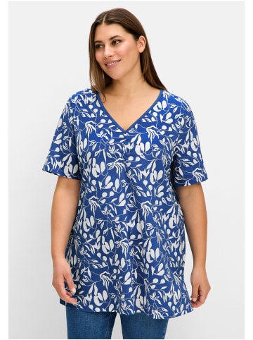 sheego Longshirt in blaubeere gemustert