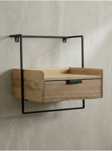 KADIMA DESIGN Nachtkonsole für Wandmontage 44x45x35 cm Mango Massivholz Hellbraun, in Beige