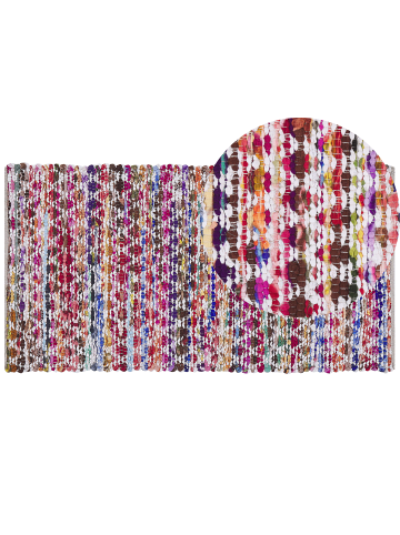 Beliani Kurzflor ARAKLI in Bunt/Weiß/Blau - (W) 80 x (H) 1 x (L) 150 cm