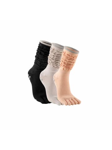 MUNADUNA 3er-Pack Yoga-/Pilates-Zehen-Socken – Stulpen-Optik – Anti-Rutsch-Farb-Mix