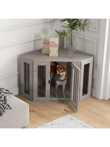 Pawhut Hundekäfig Walnuss 104L x 55B x 63H cm