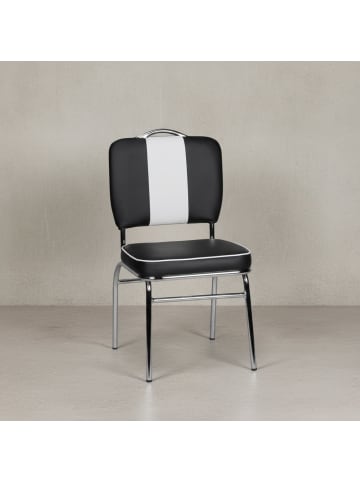 KADIMA DESIGN Retro Esszimmerstuhl, 50er-Jahre Diner Style, bequeme Polsterung in Schwarz