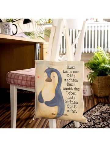 Mr. & Mrs. Panda Einkaufstasche Pinguin Diät Design mit Spruch in Weiß