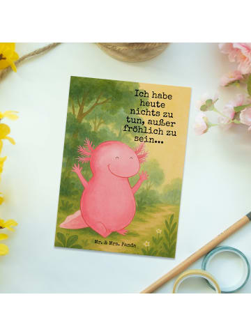 Mr. & Mrs. Panda Postkarte Axolotl Hurra Design mit Spruch in Weiß