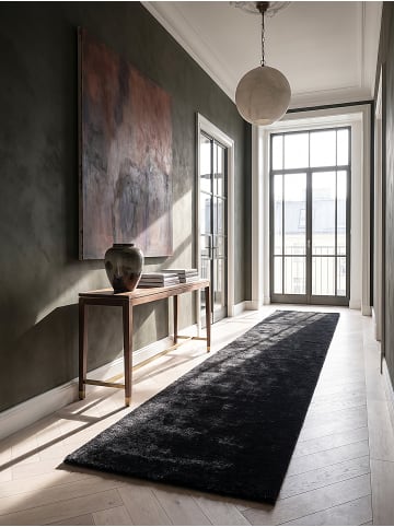 KADIMA DESIGN Teppichläufer Uni Antirutsch weich wohnlich Wohnzimmer gemütlich in Schwarz