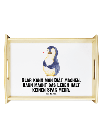 Mr. & Mrs. Panda Serviertablett Pinguin Diät mit Spruch in Weiß