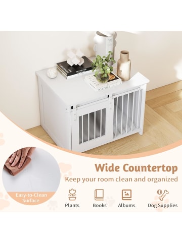 COSTWAY Hundekäfig 80 x 60 x 60 cm in Weiß