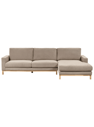 Beliani Ecksofa SIGGARD in Beige/Heller Holzfarbton - (W) 296 x (H) 82 x (L) 163 cm