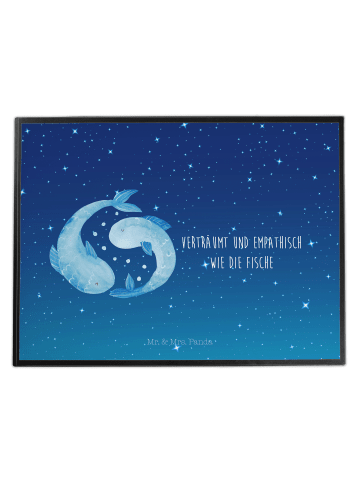Mr. & Mrs. Panda Schreibunterlage Sternzeichen Fische mit Spruch in Sternenhimmel Blau
