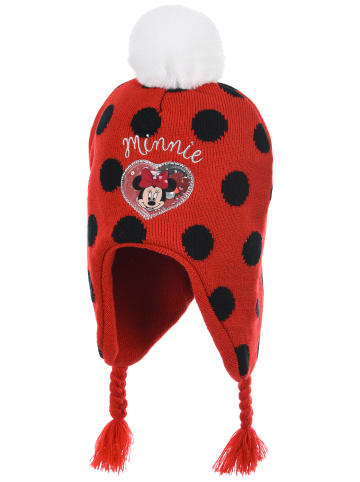 Disney Minnie Mouse Wintermütze mit Bommel in Rot