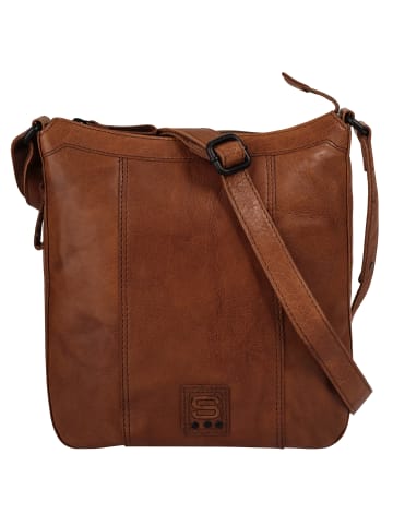 SPIKES & SPARROW Umhängetasche echt Leder in cognac