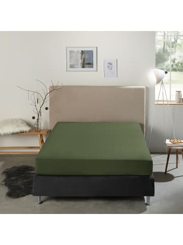 REDBEST Single-Jersey Boxspring-Spannbettlaken Denver in tanne