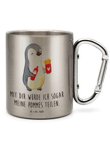 Mr. & Mrs. Panda Tasse Pinguin Pommes mit Spruch in Silber