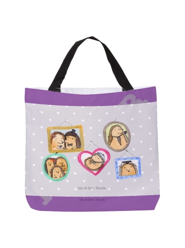 Mr. & Mrs. Panda Tote Bag Igel Familie ohne Spruch in Grau Pastell