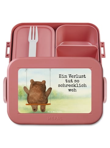 Mr. & Mrs. Panda Lunch Box Bär Schaukel Design mit Spruch in Rot Pastell