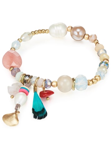 Lulu & Jane Armband Metall-Legierung Crystal Süßwasser-Zuchtperle in gelbgold