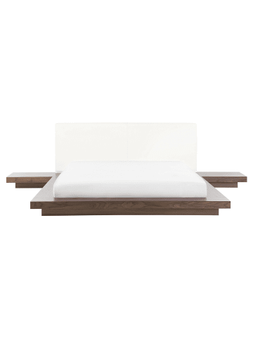 Beliani Doppelbett ZEN in Braun/Weiß - (W) 308 x (H) 86 x (L) 229 cm