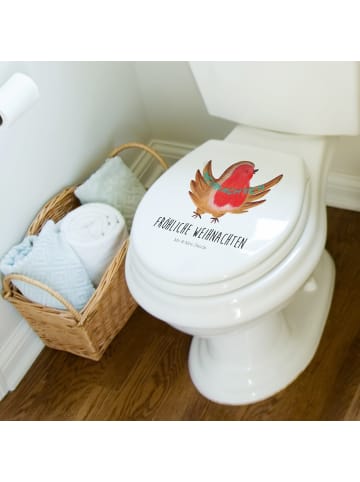 Mr. & Mrs. Panda Toilettendeckel Rotkehlchen Weihnachten mit Spruch in Weiß