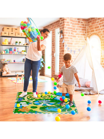 relaxdays 9-tlg. Puzzlematte Dinosaurier in Bunt - (B)90 x (T)90 cm