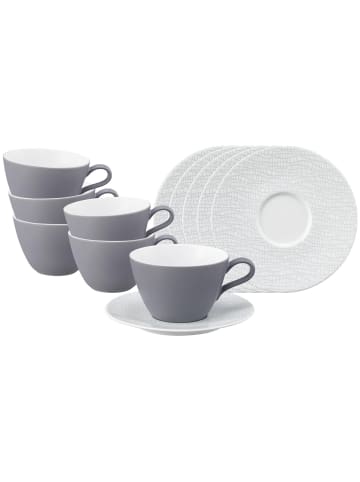 Seltmann Weiden 6er Set Milchkaffeetassen mit Untertassen Life Fashion in 370 ml in Elegant Grey