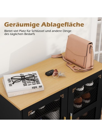 COSTWAY 5-stufiger Schuhschrank mit Maschentüren in Schwarz