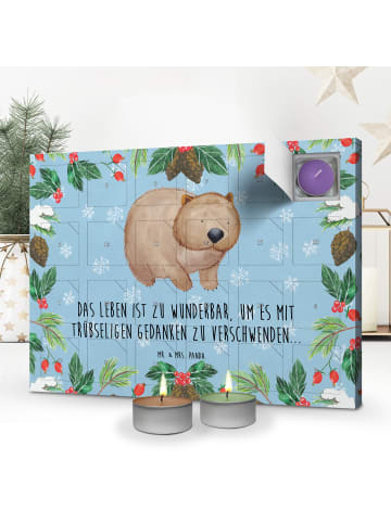 Mr. & Mrs. Panda adventskalender mit kerzen Wombat mit Spruch in Eisblau