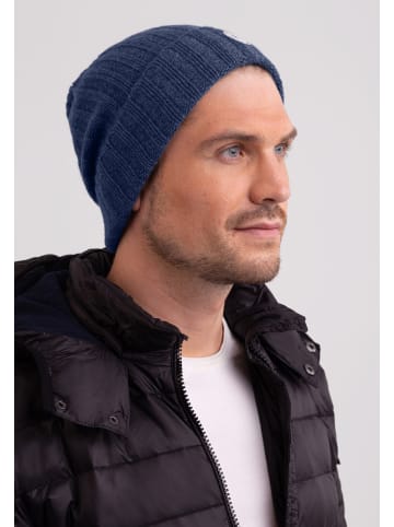 CASH-MERE.CH Bio Rib Mütze in Jeans Blau