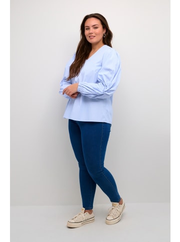 KAFFE curve Langarm-Bluse KCemmi in Blue / White Stripe