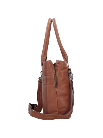 Plevier Structure Antilla Schultertasche RFID Schutz Leder 40 cm Laptopfach in cognac