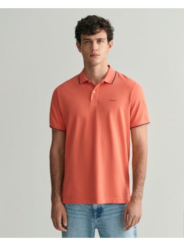 Gant Piqué Poloshirt mit Randstreifen in Rot