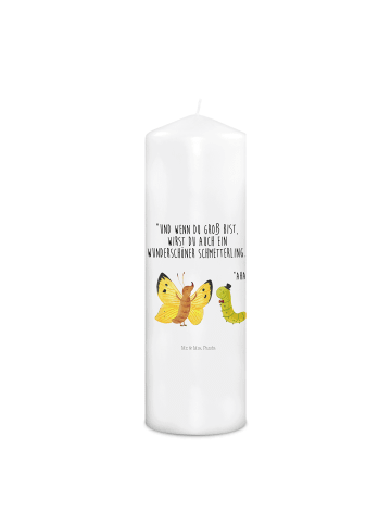Mr. & Mrs. Panda Kerze Raupe Schmetterling mit Spruch in Weiß