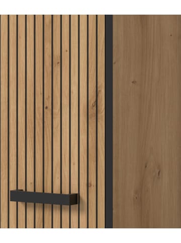 Inn.Furn Badkommode Eiche Artisan, schwarz 30 x 101 cm, Badezimmer Kommode mit Soft-Close