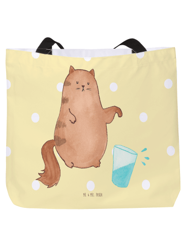Mr. & Mrs. Panda Tote Bag Katze Wasserglas ohne Spruch in Gelb Pastell