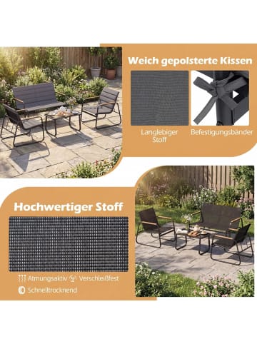 COSTWAY 4-tlg. Balkonmöbel Set in Grau