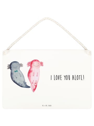 Mr. & Mrs. Panda holzbild Axolotl Liebe mit Spruch in Weiß