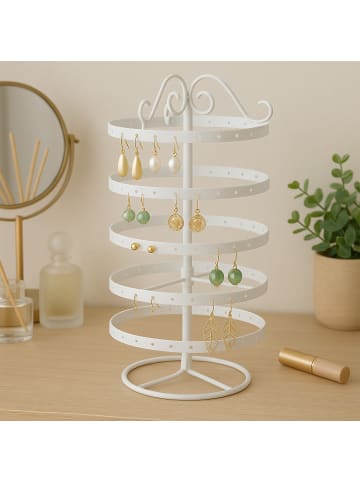 relaxdays Ohrringhalter in Weiß - (H)30 x Ø16,5 cm