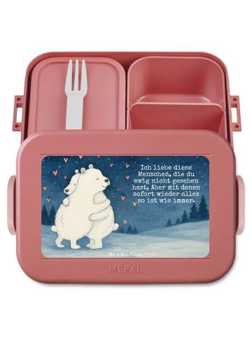 Mr. & Mrs. Panda Brotdose Eisbär Umarmen Design mit Spruch in Rot Pastell