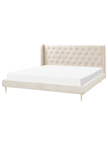 Beliani Doppelbett FORBACH in Beige/Gold - (W) 194 x (H) 106 x (L) 218 cm