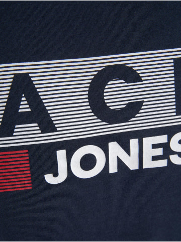 Jack & Jones Logo T-Shirt Plus Size Kurzarm Übergrößen Shirt JJECORP in Dunkelblau-2