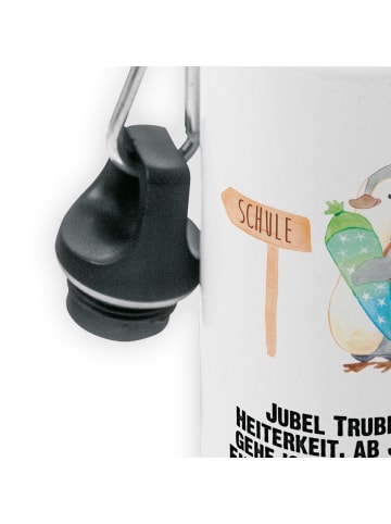 Mr. & Mrs. Panda Wasserflasche Pinguin Schultüte mit Spruch in Weiß