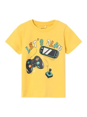 name it T-Shirt Let's Play in Gelb