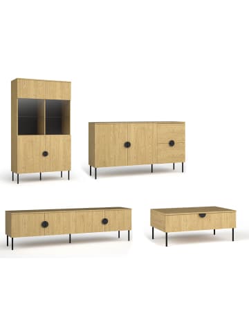 Feldmann-Wohnen Wohnzimmer-Set 4-teilig Mond Eiche Baltic 565 / 66 / 187cm